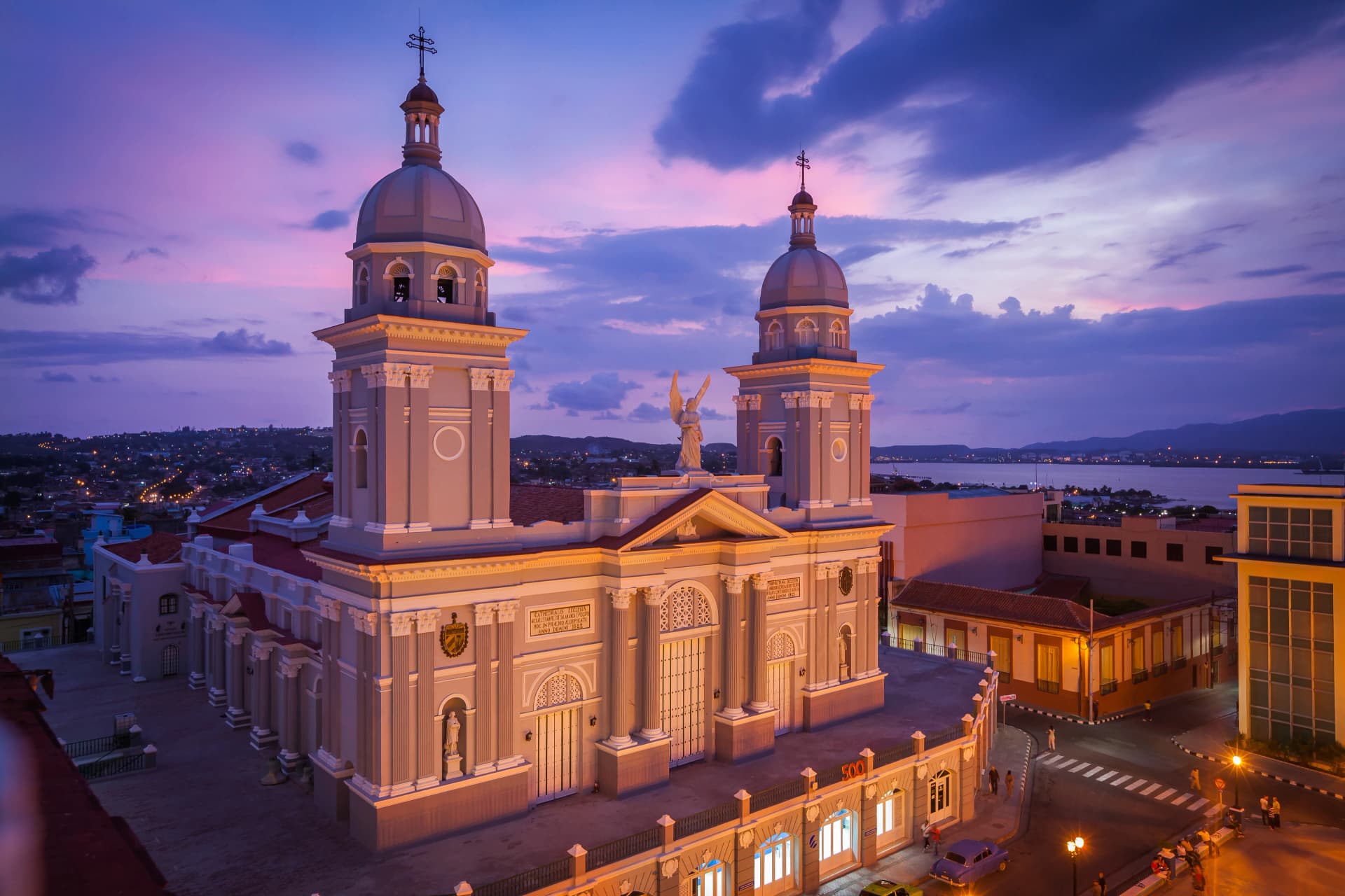 Havana and Cienfuegos cityscapes connected by private taxi